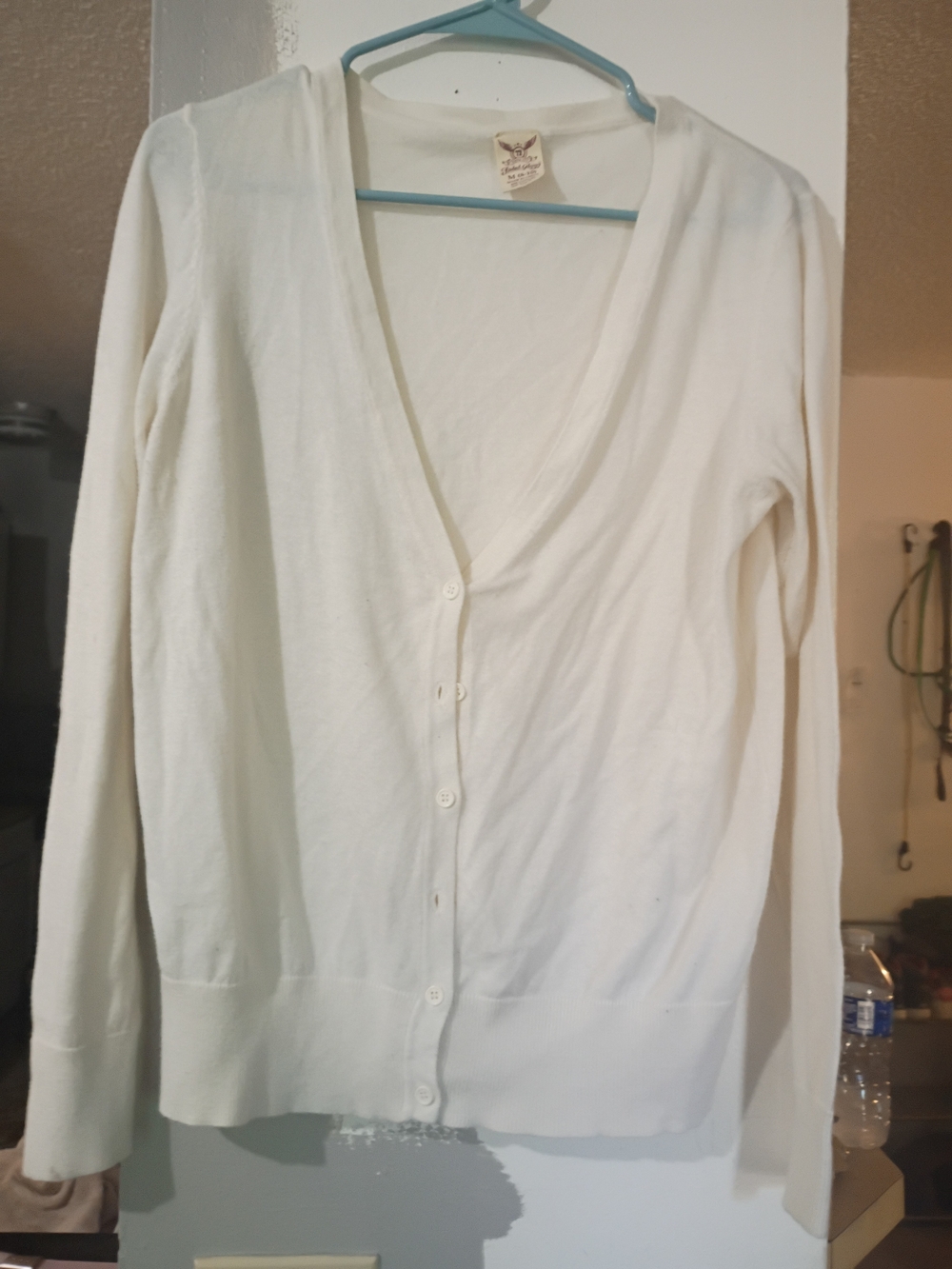 "Walmart Nostalgia" Faded Glory Cream V-Neck Button Cardigan